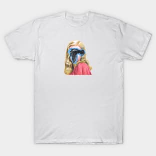 TITILEIN Young Woman with Fying Bird Drawing T-Shirt